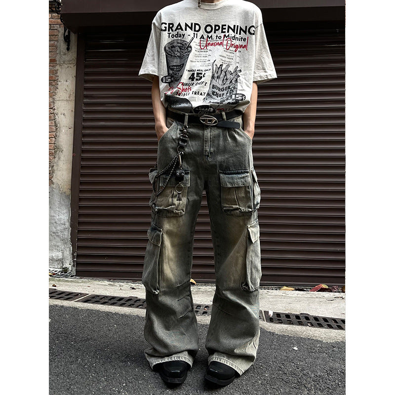 Retro Street Baggy Stained Jeans