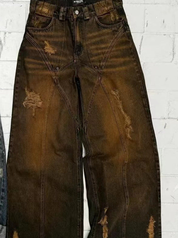 Loose Vintage Mud Stained Jeans