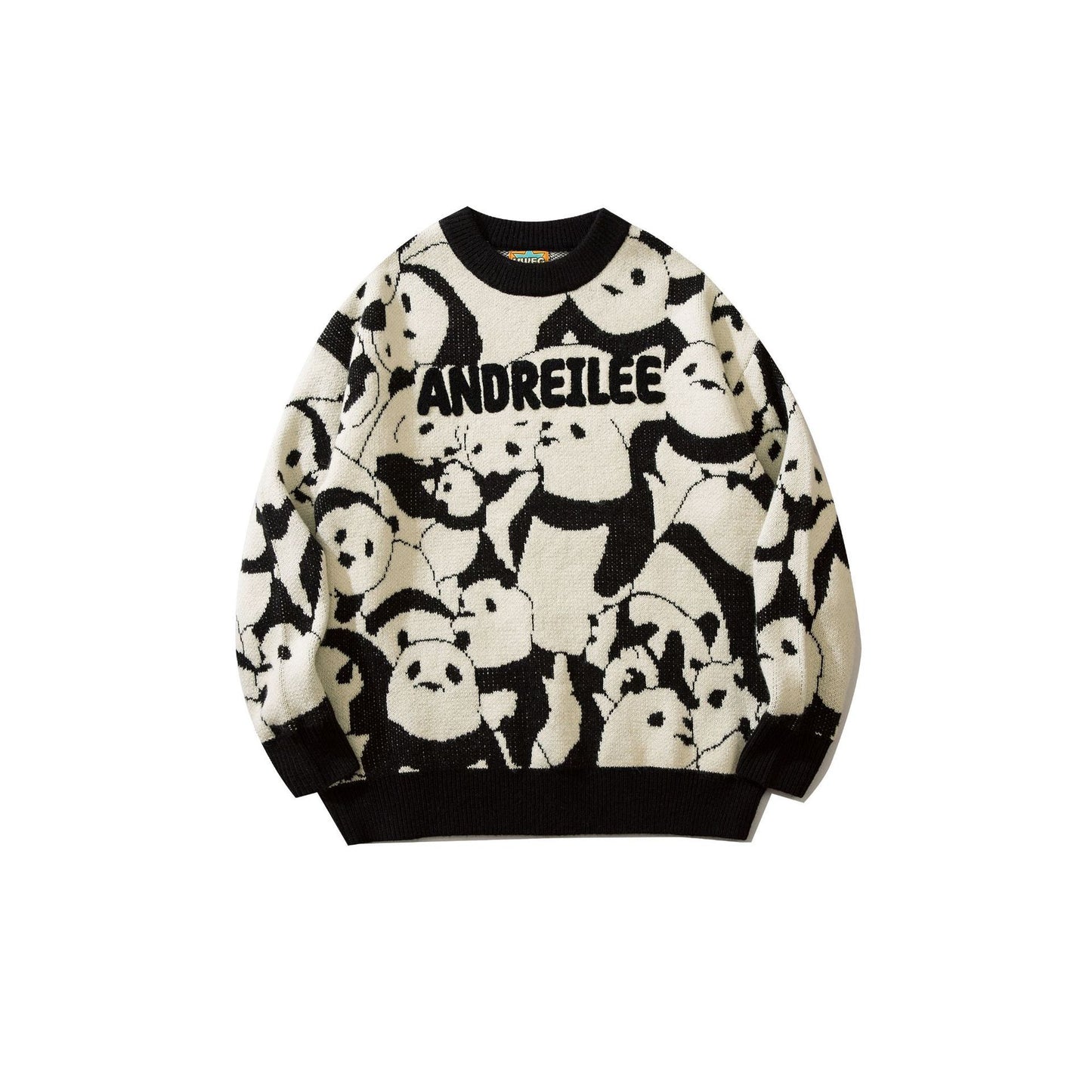 Vintage Panda Crewneck Loose Sweater