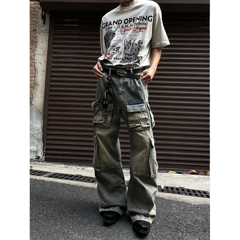 Retro Street Baggy Stained Jeans