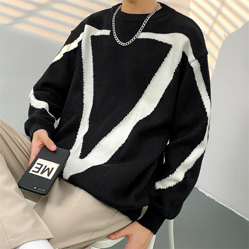 Contrast Baggy Long Sleeved Sweater