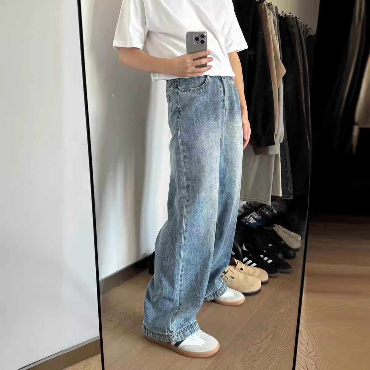 Vintage Baggy Blue White Stained Jeans