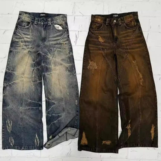 Loose Vintage Mud Stained Jeans