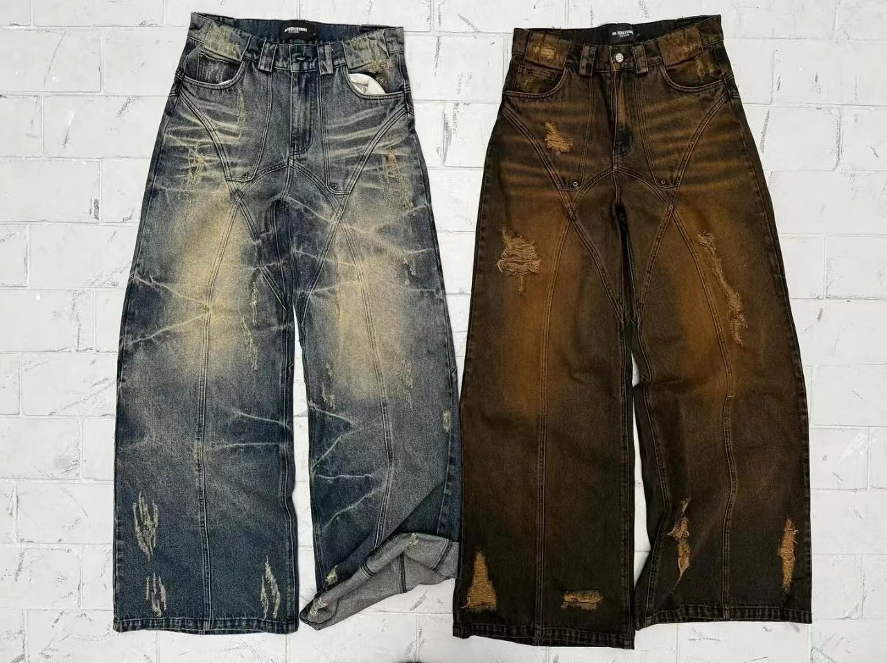 Loose Vintage Mud Stained Jeans