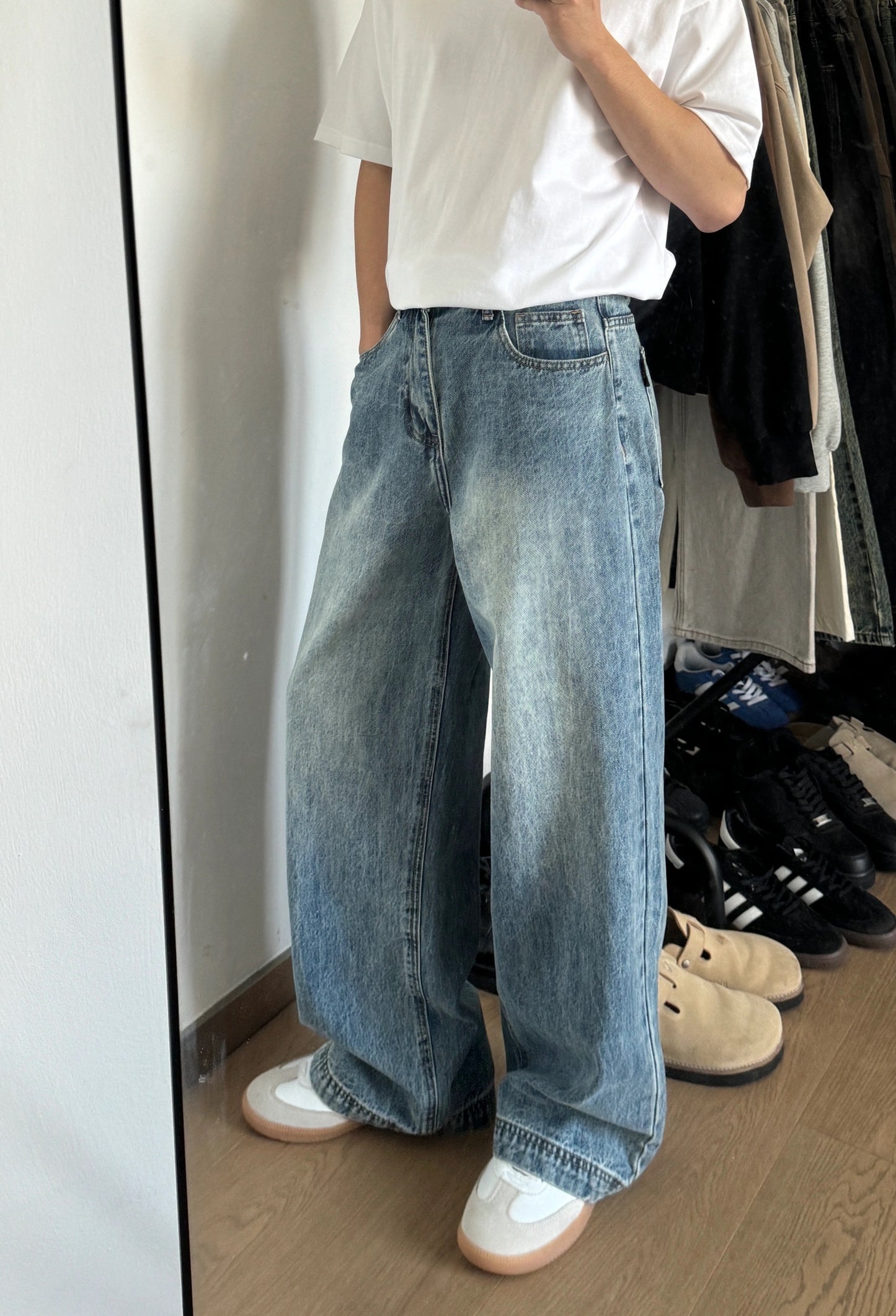 Vintage Baggy Blue White Stained Jeans