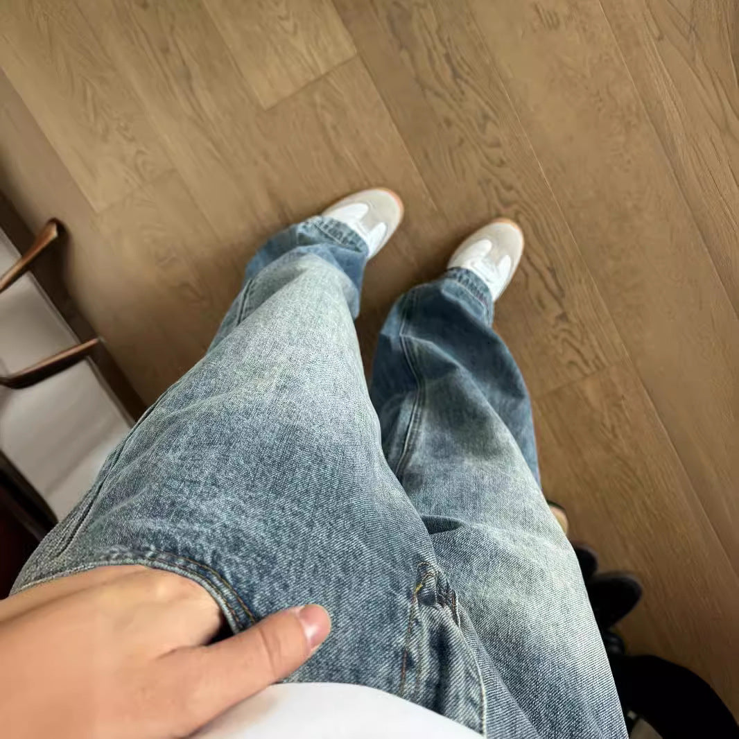 Vintage Baggy Blue White Stained Jeans