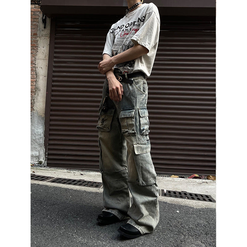 Retro Street Baggy Stained Jeans