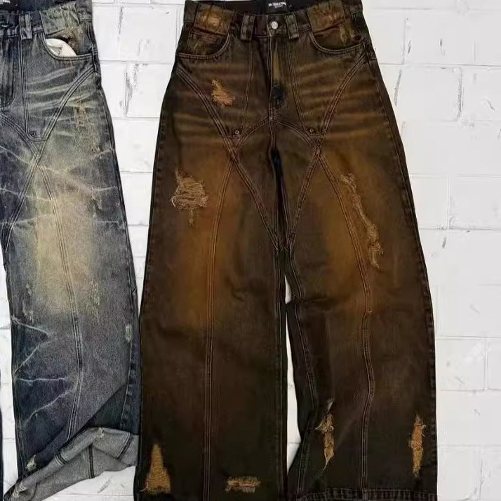 Loose Vintage Mud Stained Jeans