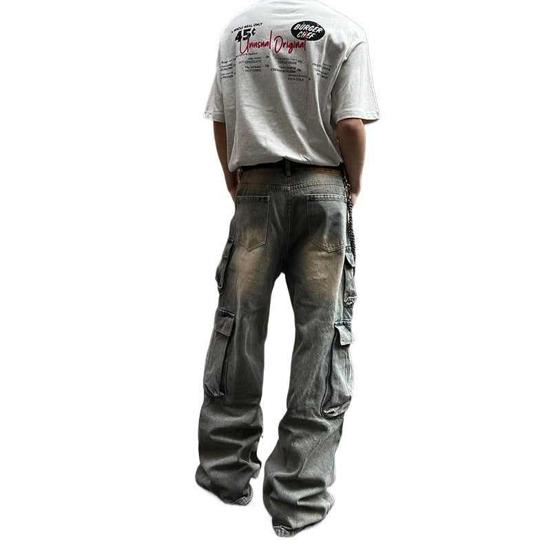 Retro Street Baggy Stained Jeans