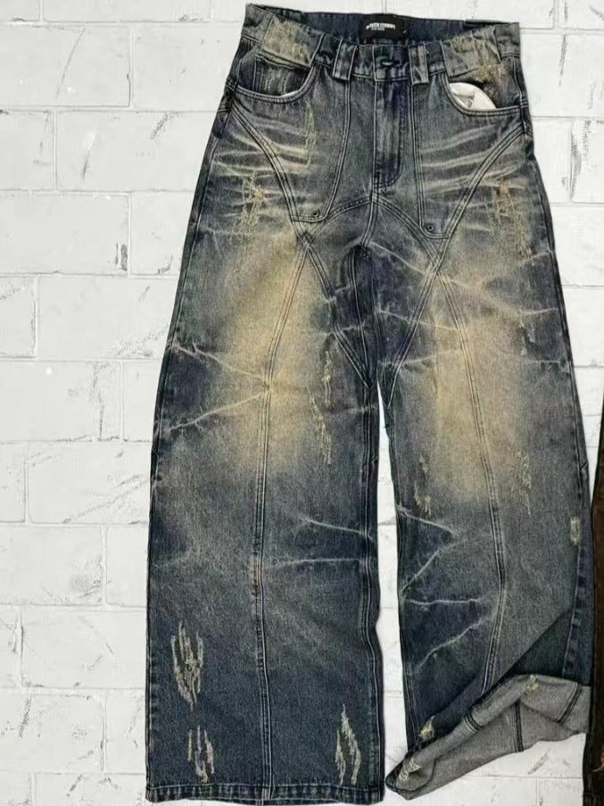 Loose Vintage Mud Stained Jeans